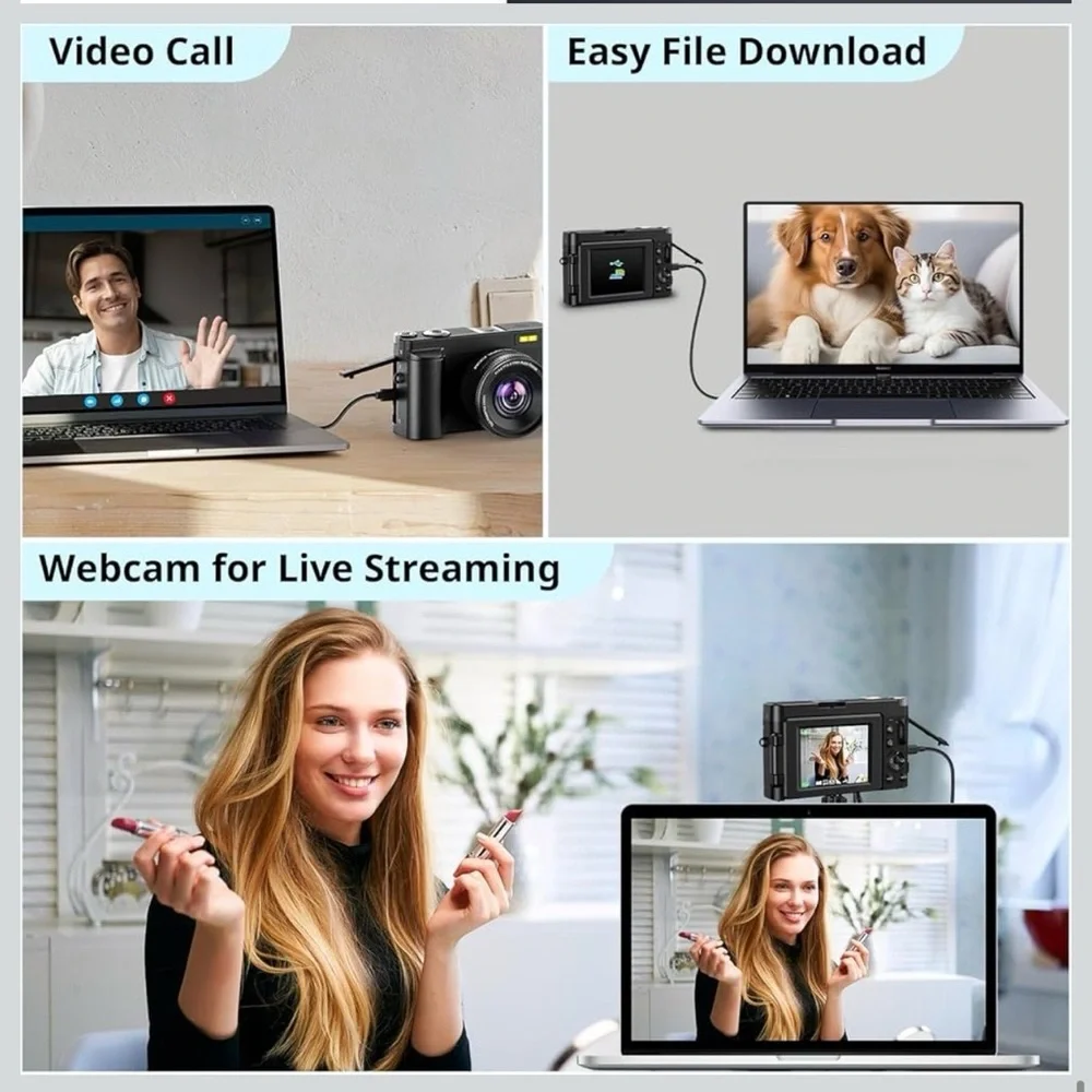 4K Ultra HD Black Digital Camera with Flip Screen